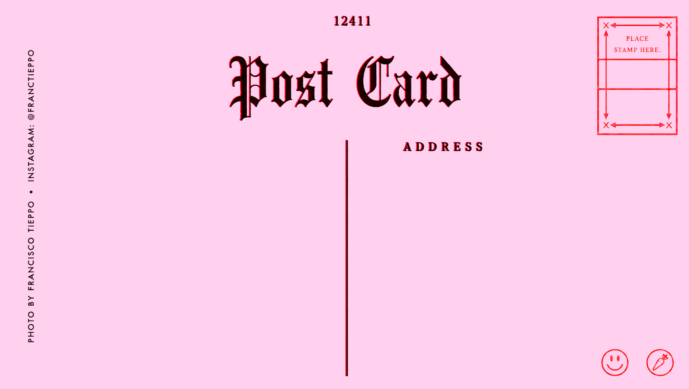 Pink reverse design for the It’s Just People postcard series